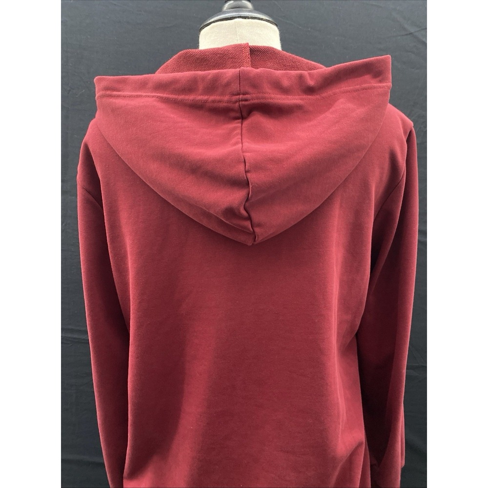Pretty Garden Burgundy Long Sleeve Full Zip Extra Long Hoodie Women's Size Large - Picture 4 of 10